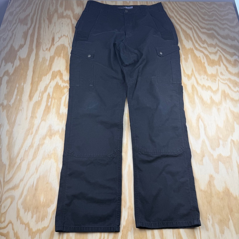 Carhartt Mens Relaxed Fit Ripstop Cargo Pants Black 32x34 Workwear Regular Leg